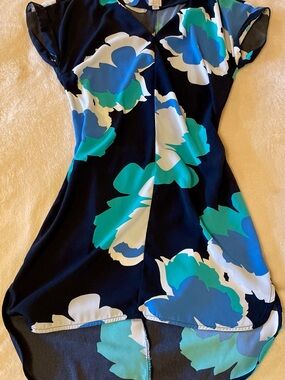 a new day Navy Floral Mini Dress with Teal, Blue & White Print
